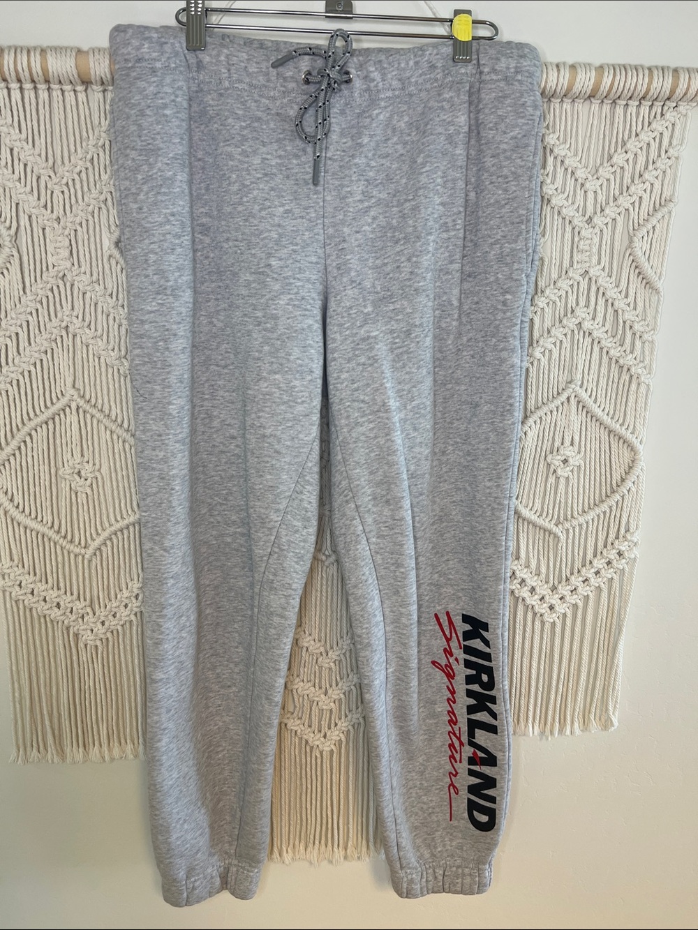 Kirkland Signature Boys Gray Sweatpants with Red Script Logo